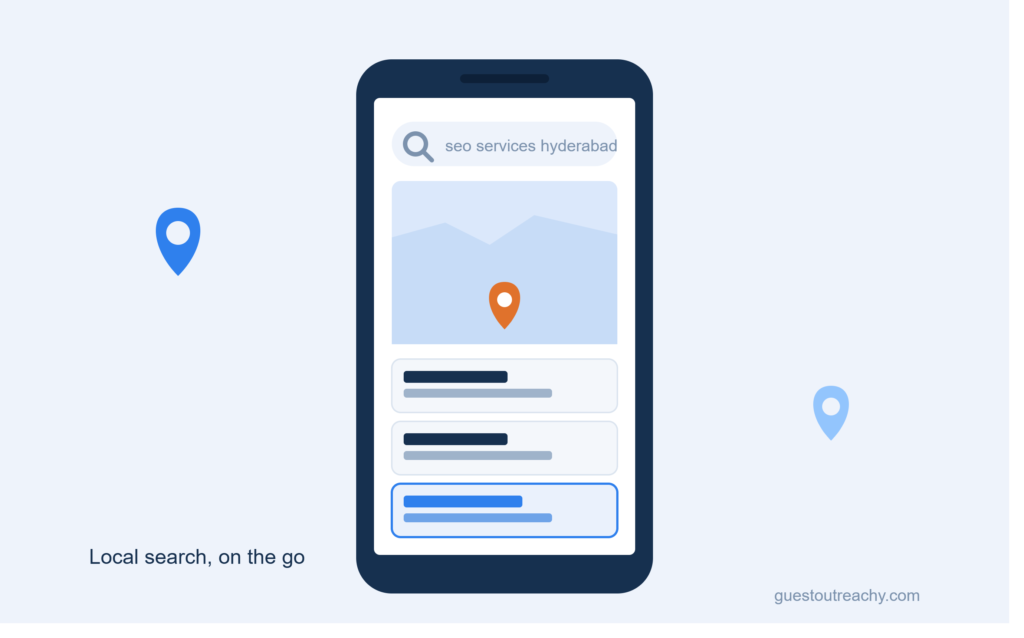 Illustration of mobile local search for a business in Hyderabad Sindh