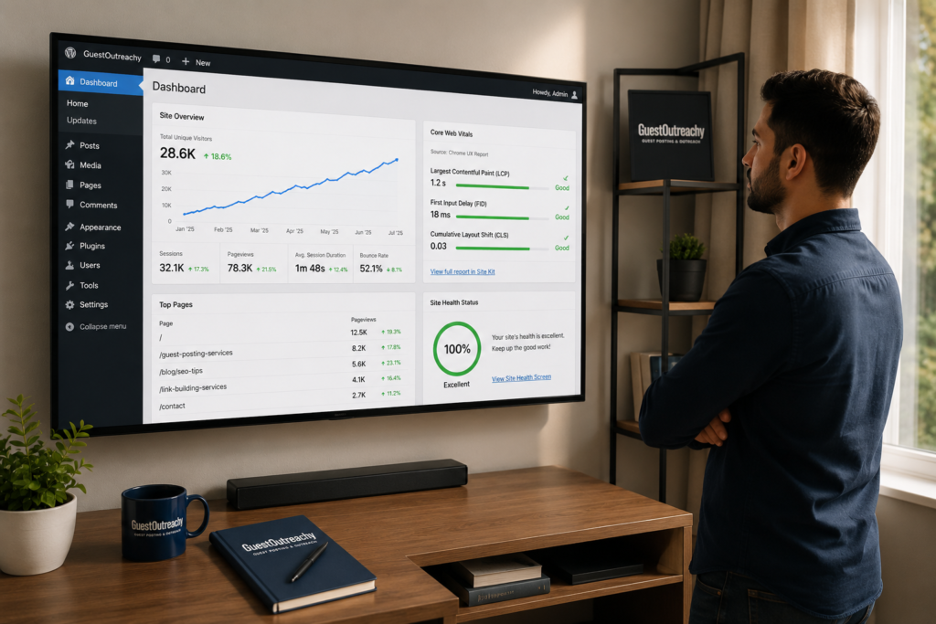 wordpress seo services analytics dashboard showing stable growth