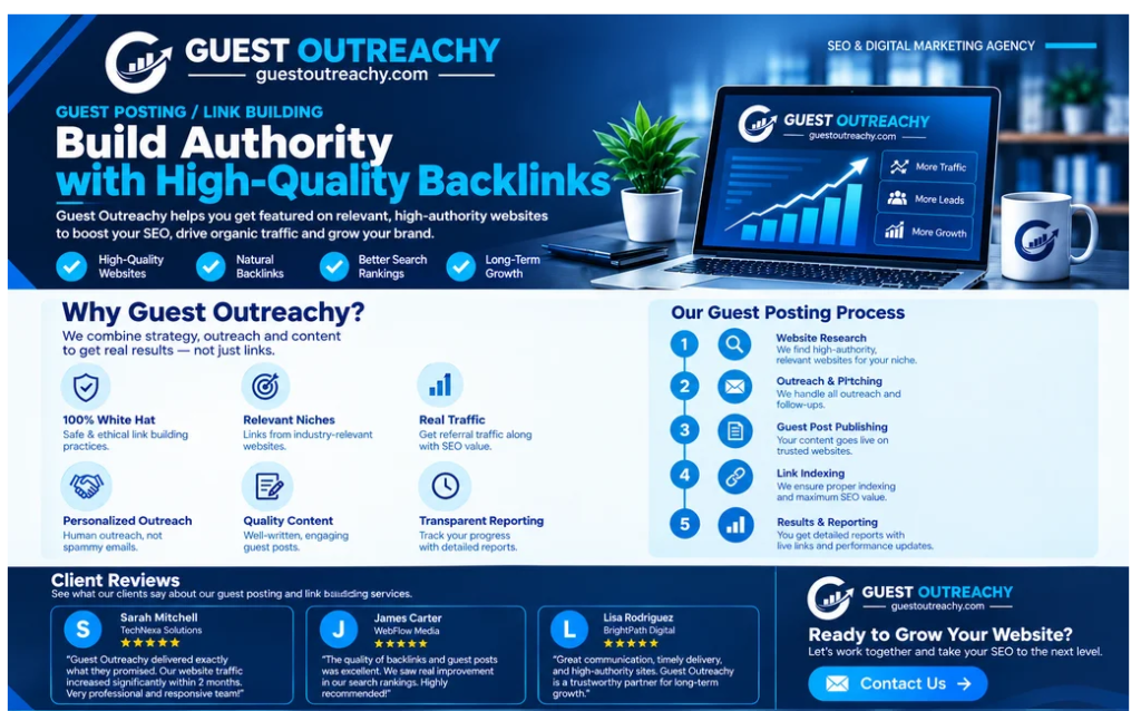 Guest Outreachy guest posting and link building services with white hat backlinks