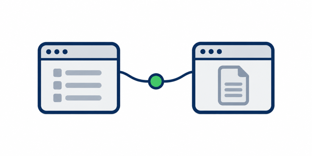 two connected website icons representing an earned link through resource page link building